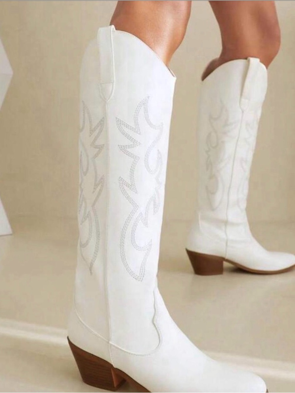 Macy's White Over-the-Knee Western Boots